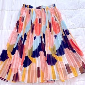 Her Destiny Colorful Pleated Abstract Skirt M